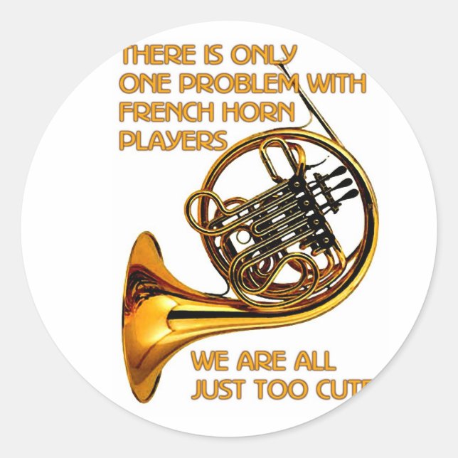 French Horn Cutie Classic Round Sticker (Front)