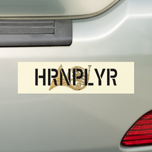 French Horn Drawing HRNPLYR License Plate Bumper Sticker (On Car)
