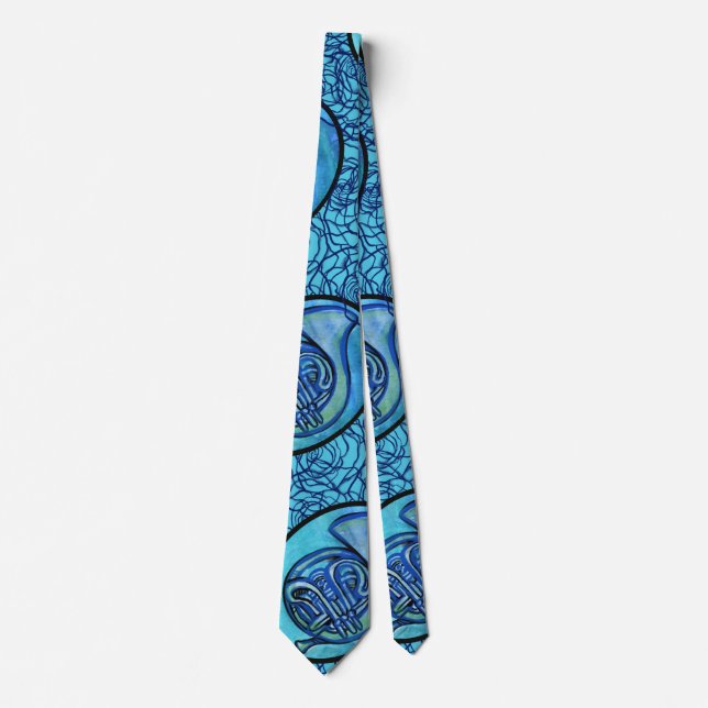French Horn Flower French Horns Band Class         Tie (Front)