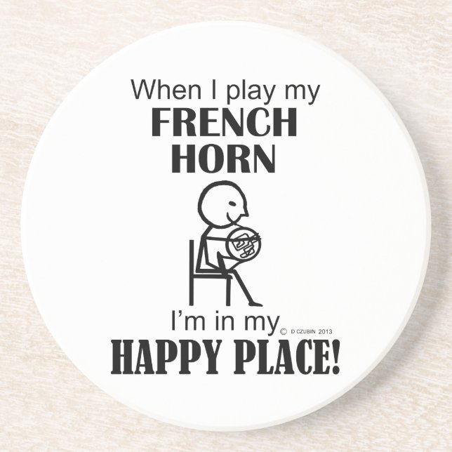 French Horn Happy Place Coaster (Front)