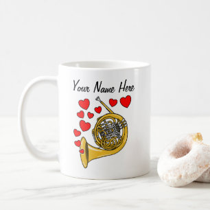 French Horn Hearts Hornist Brass Musician Custom Coffee Mug