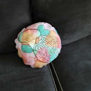 French Horn Love Band Class Art Heart Round Cushion