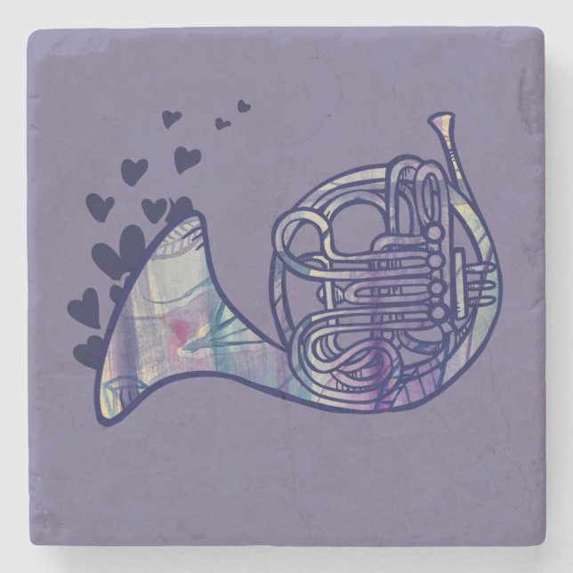 French Horn Love Band Class Art Stone Coaster (Front)