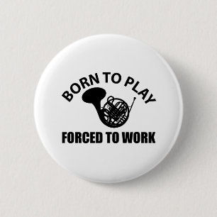 french horn music designs 6 cm round badge