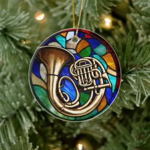 French Horn Music Instrument Ceramic Ornament