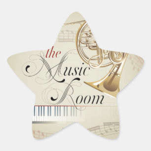 French Horn Music Room Star Sticker