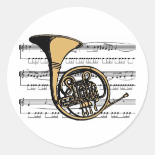 French Horn musical 06 B Classic Round Sticker