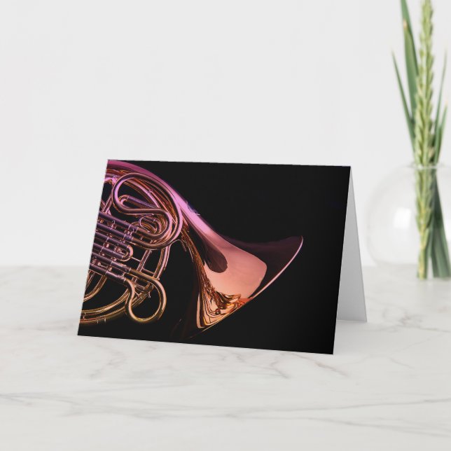 French Horn Musical Instrument Image Holiday Card (Front)