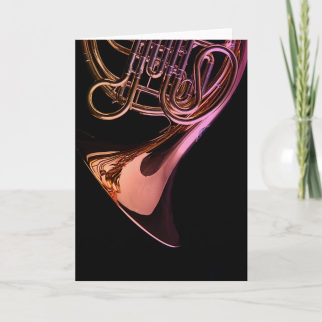 French Horn Musical Instrument Image Holiday Card (Front)