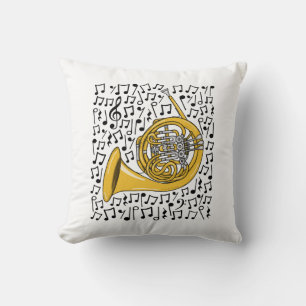 French Horn Musical Notes Brass Music Teacher Cushion