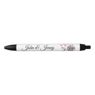 French Horn Musician Custom Wedding Favour Gift Black Ink Pen