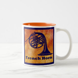 French horn on Orange Two-Tone Coffee Mug