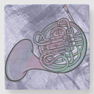 French Horn Painting Artwork Band Class            Stone Coaster