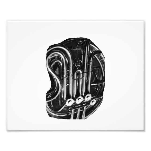 French Horn Piping Black and White photo design (Front)