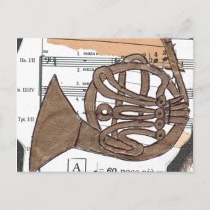 (French) Horn postcard