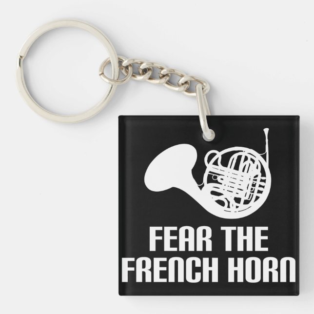 French Horn Quote Stocking Stuffer Gift Key Ring (Front)