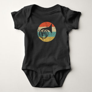 French Horn Retro Music Musician Musical Instrumen Baby Bodysuit