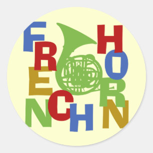 French Horn Scramble Classic Round Sticker