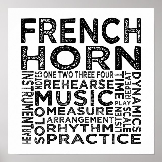 French Horn Typography Poster (Front)