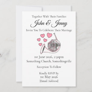 French Horn Wedding Invitation Brass Musicians