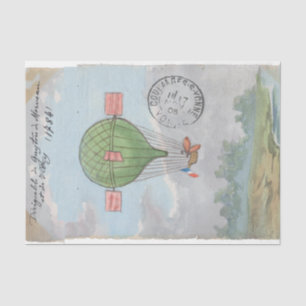 French Hot Air Balloon Vintage Postmark Decoupage  Tissue Paper