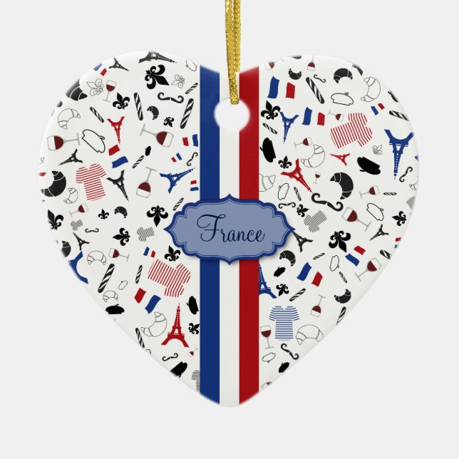 French icons with Flag of France Ceramic Tree Decoration (Front)