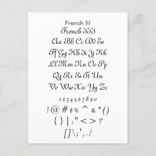 French III - Zazzle Font Sampler Sheet Postcard