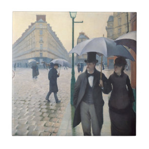 French Impressionism Paris Street Rainy Day Ceramic Tile