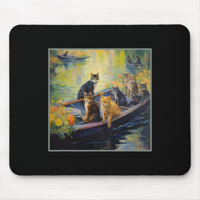 French Impressionist Boating Funny Cat Design On P Mouse Pad (Front)