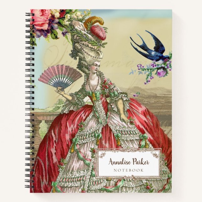 ,French inspired  Marie Antoinette Personalised  Notebook (Front)