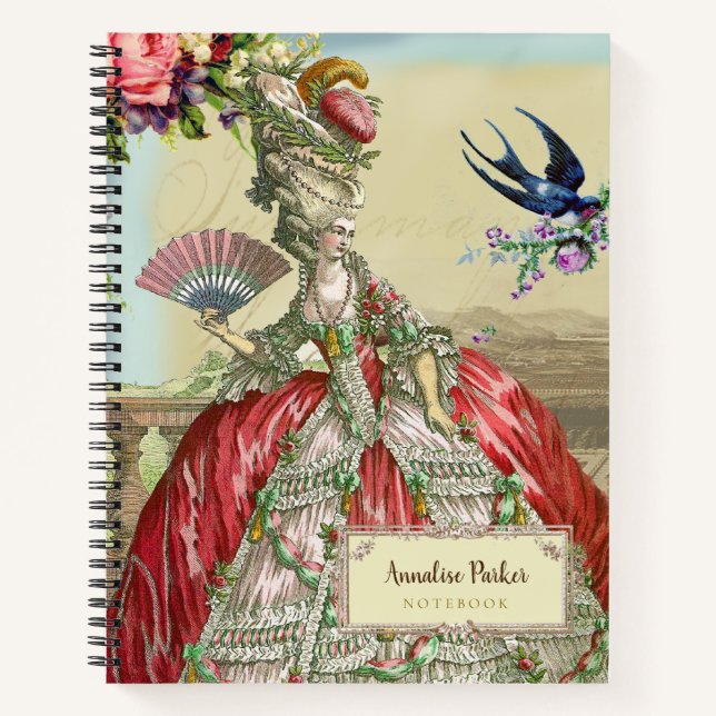 ,French inspired  Marie Antoinette Personalised  Notebook (Front)