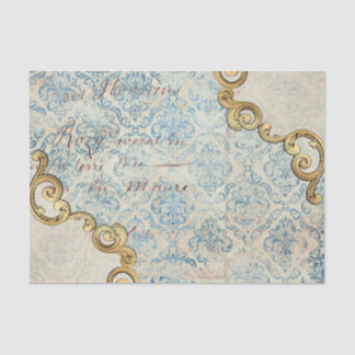 French Inspired Ornate Blue Decoupage Tissue Paper