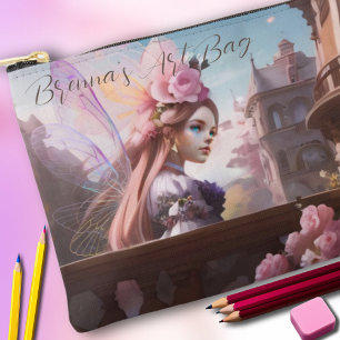 French Inspired Pink Watercolor Accessories Bag