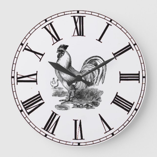 French Inspired Vintage Rooster Station Clock (Front)