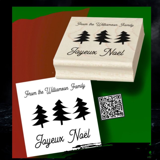 French Joyeux Noël Christmas Trees Rubber Stamp (Creator Uploaded)