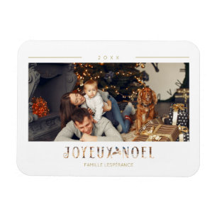 French Joyeux Noël Modern Typography Custom Photo Magnet