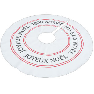 French Joyeux Noël Red Stripe Christmas Brushed Polyester Tree Skirt