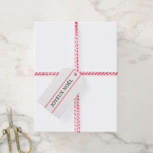 French Joyeux Noël Red Stripe Christmas Gift Tags