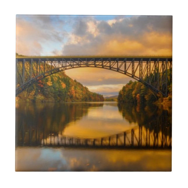 French King Bridge in Fall Ceramic Tile (Front)