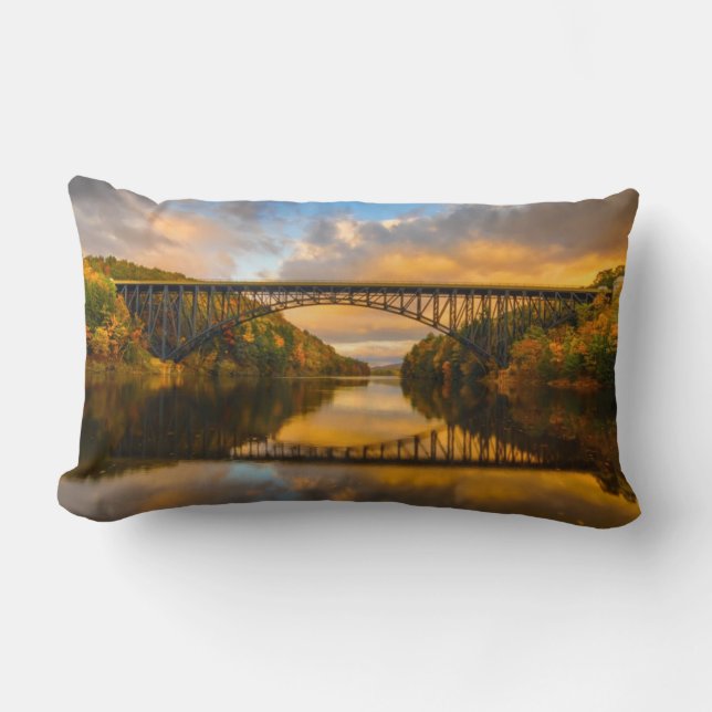 French King Bridge in Fall Lumbar Cushion (Front)