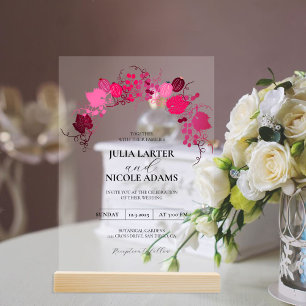 French Kissed Sweet Berry Grapes Flowers Wedding Acrylic Invitations