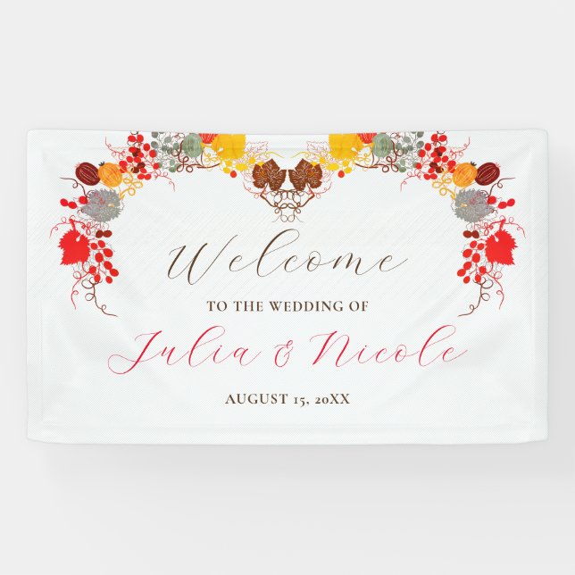 French Kissed Sweet Berry Grapes Flowers Wedding Banner (Horizontal)