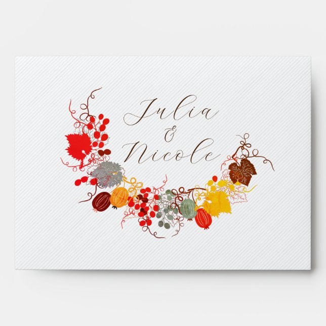 French Kissed Sweet Berry Grapes Flowers Wedding Envelope (Front)