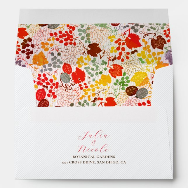 French Kissed Sweet Berry Grapes Flowers Wedding Envelope (Back (Bottom))