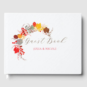 French Kissed Sweet Berry Grapes Flowers Wedding Guest Book