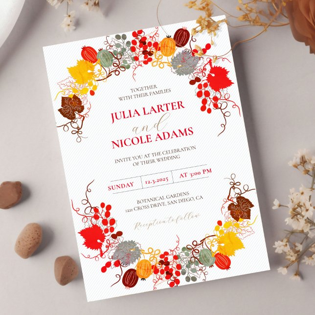 French Kissed Sweet Berry Grapes Flowers Wedding Invitation (Creator Uploaded)