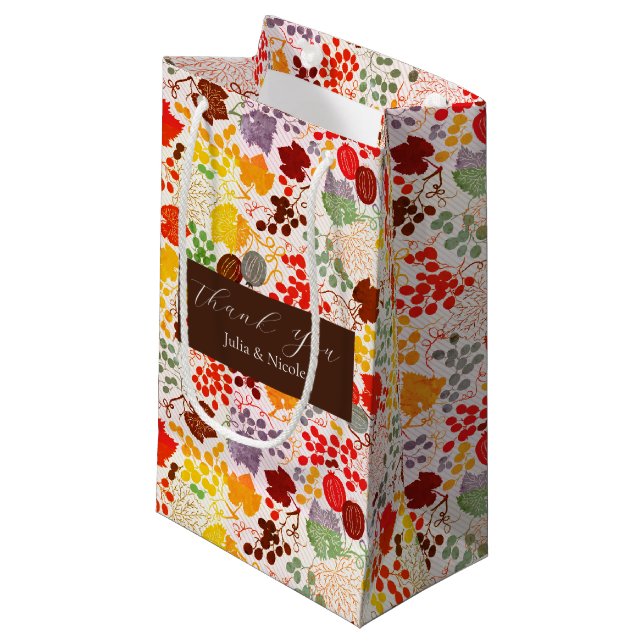 French Kissed Sweet Berry Grapes Flowers Wedding Small Gift Bag (Front Angled)