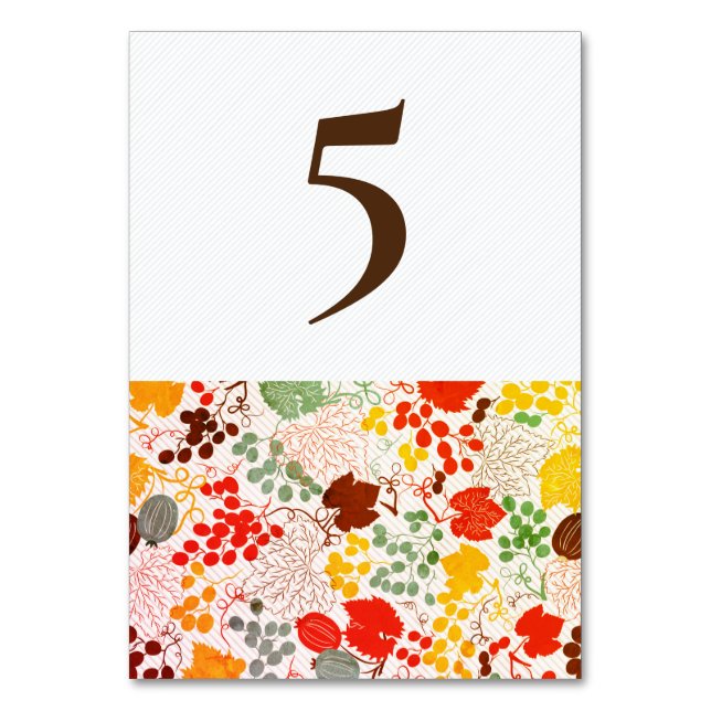 French Kissed Sweet Berry Grapes Flowers Wedding Table Number (Front)
