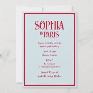 French Kisses 40th Birthday Wishes Paris Birthday Invitation
