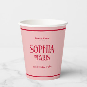 French Kisses & 50th Birthday Wishes Paris Party Paper Cups